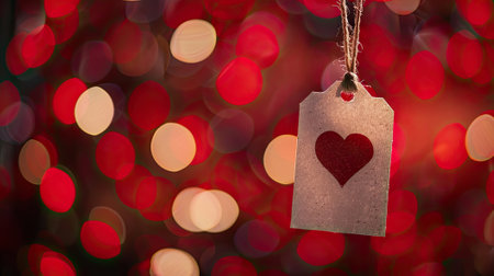 minimalist white gift tag mockup adorned with Valentine decorations.の素材