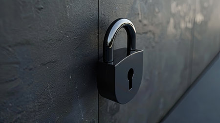 modern padlock image, emphasizing its minimalist design and durable construction, evoking a sense of security and protection.の素材