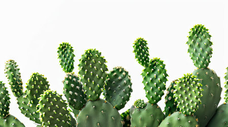 Desert elegance: Beautiful big green cactus stands tall on white background, adding natural charm to any spaceの素材