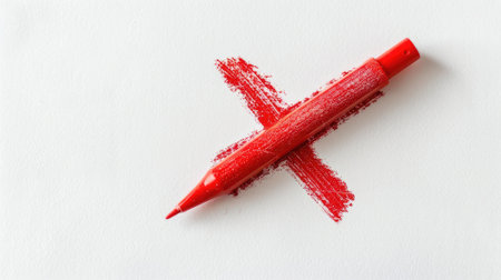 Bold red marker cross on pristine white, commanding attention, symbolizing urgency, aid, life-saving, vital for emergency kitsの素材