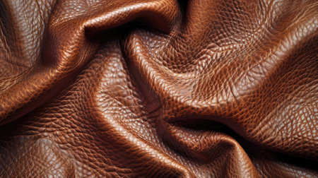 Top view of rich brown leather texture, epitomizing elegance and luxury, perfect for fashion brands and interior design.の素材