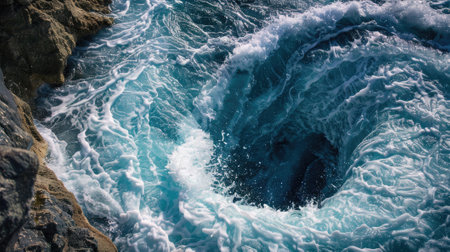 Enter the heart of nature's fury with a dramatic whirlpool. Power, chaos, and awesome converge in a swirling spectacleの素材