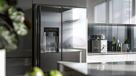 sleek stainless steel refrigerator,の素材