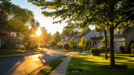 showcasing the tranquil allure of suburban homesの素材