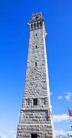 Pilgrim Monument and blue sky in Provincetown, Cape Cod, MAの写真素材