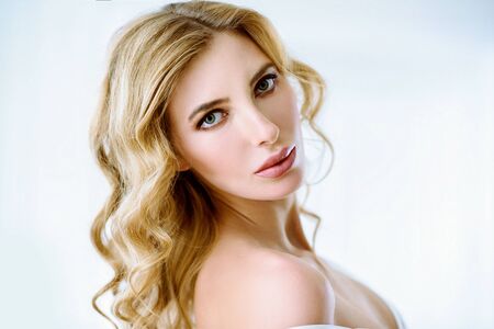 Female portrait of cute lady indoorsの写真素材