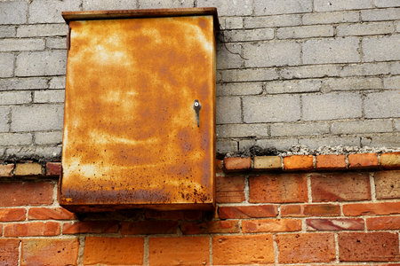 Electric box hanging on the brickwall