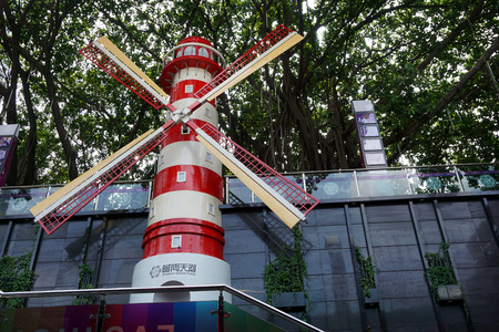 Windmill on the side of stairswayのeditorial素材