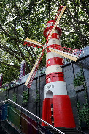 Windmill on the side of stairswayのeditorial素材