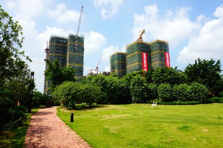 Park beside the construction siteのeditorial素材