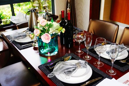 Wine glasses on the tableのeditorial素材