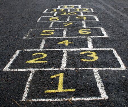 A traditional European child's hopscotch gameの写真素材
