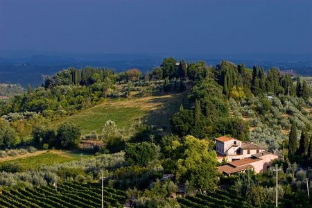 Bad wheater in the hills of Tuscany Italyの写真素材
