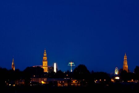 Cityscape of Groningen fair at nightの写真素材