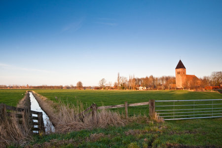 Small vilage in the countryside with church