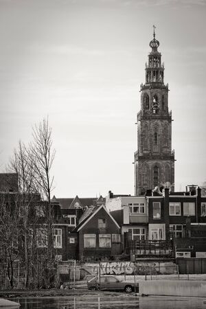 Cityscape of Groningen with the Martini church towerの写真素材