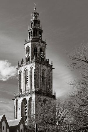 Cityscape of Groningen with the Martini church towerの写真素材