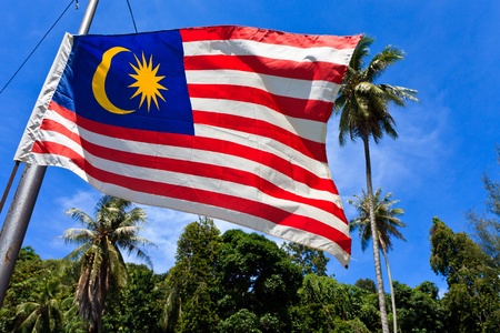 National flag of Malaysia blowing in the windの写真素材