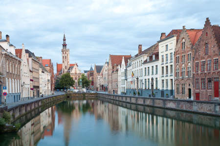 Medieval centre of Bruges in the eveningの写真素材