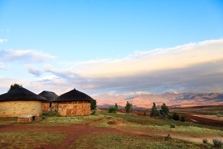 Village in the mountains of South Africaの写真素材