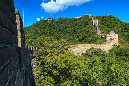 Sunny morning at the great wall in China near Beijing