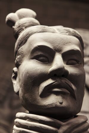 Terracotta warrior face in close up, Chinaのeditorial素材