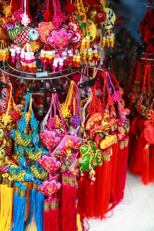 Traditional Chinese colorful  handmade key ring productsのeditorial素材