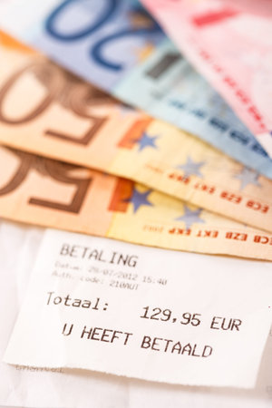 Bill with euro banknotes