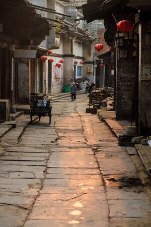 Traditional chinese village street view in the south of Chinaのeditorial素材