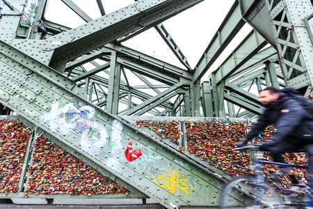 Locks on the Hohenzollern Bridge in Cologne, Germanyのeditorial素材