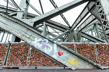 Locks on the Hohenzollern Bridge in Cologne, Germanyのeditorial素材