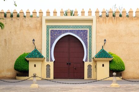 Ancient entrance door  at the Royal palace in Morocco Fesのeditorial素材