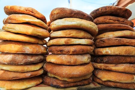 Freshly baked bread in the Eastern markets Maroccoの写真素材