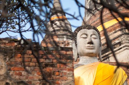 Beautiful Buddha in temple of Wat Yai Chaimongkol Ayutthaya ,Thailandの写真素材