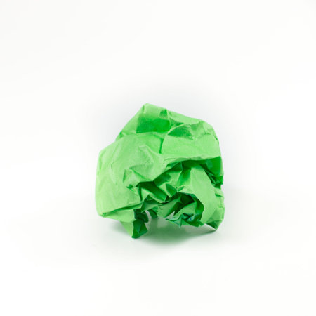 Crumpled Paper, Isolated on White Backgroundの写真素材