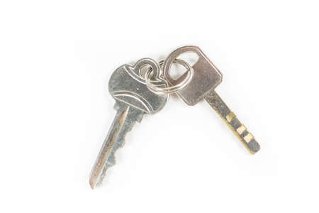 Door keys isolated on white backgroundの写真素材