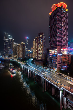 Night view of Chongqing cityscape.の写真素材