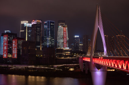 Night view of Chongqing cityscape.の写真素材