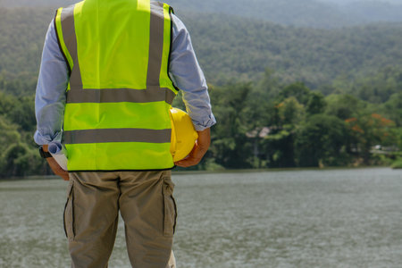 World environment day concept.Environmental engineers inspect water quality,Check for contaminants in water sources.Keywords.の写真素材