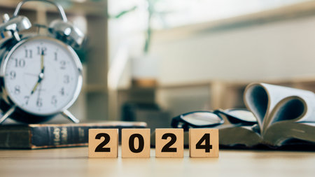 happy new year 2023 background.2023 wooden text block on the table.Business, planning, growth, Risk...
