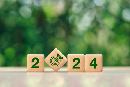 2024 New Year goal for Business plan and development for achieving goals concept.2024 and target...