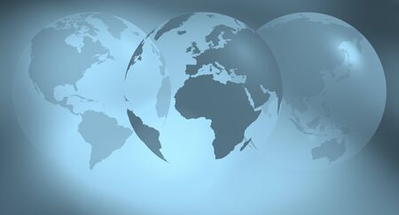 Worldwide business three world globes backgroundの写真素材