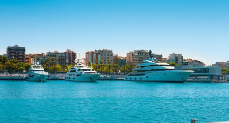 Luxury yachts in Barcelona Portの写真素材