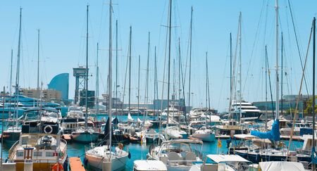 Port yachts and motor boats, Barcelonaのeditorial素材