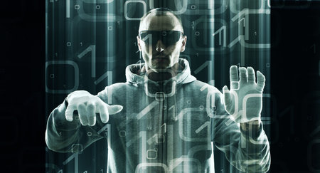 Futuristic vr glasses in hacker use