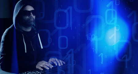 Computer hacker concept, binary code abstract background