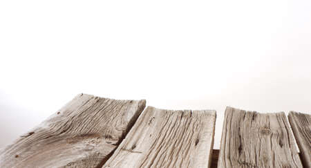 Aged old wood panels white backgroundの写真素材