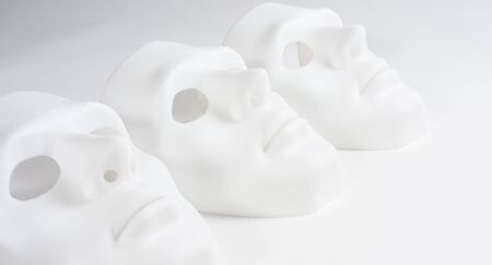 Unhappy white masksの写真素材