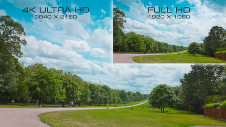 Comparison video standards 4K UHD and Full HDの写真素材