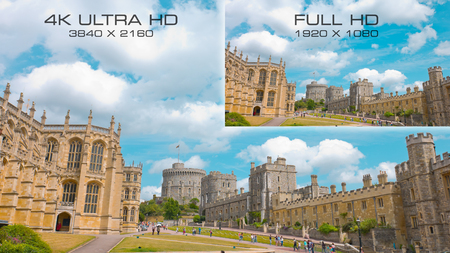 Compare video standards 4K Ultra HD vs Full HDの写真素材